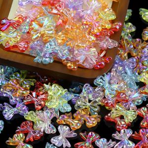 TEMU 100개 18mm 컬러풀 믹스 보우노트 비즈 플라스틱 재질 DIY 팔찌 목걸이 귀걸이 액세서리 장식 참 공예용품