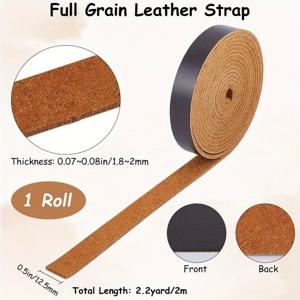 TEMU 진짜 풀 그레인 소 가죽 코드, 1 롤, 2m x 12.5mm x 1.8mm, 커피 브라운, AB 등급 가죽 스트립, 공예, 재봉, DIY 프로젝트용