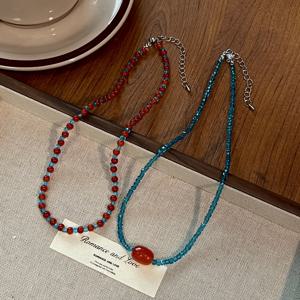 TEMU 우아한 두 개의 비즈 목걸이 세트 - 간단한 스타일 유리 비즈, 일상적인 착용 및 특별한 기회에 적합, 두 가지 다른 비즈 스타일, 비즈 보석|목걸이|비즈목걸이