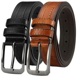 TEMU 남성용 투피스 벨트 세트 - 조절 가능한 사이즈, 캐주얼 스타일 핀 버클 디자인, 합금 테일 클립, 젊은 및 중년 남성을 위한 이상적인 선물, 캐주얼 의상|캐주얼 스타일 벨트|내구성 있는 벨트, 남성용 벨트