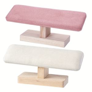 TEMU 2개 세트 천연 나무 주얼리 디스플레이 스탠드 - 팔찌, 목걸이, 시계용 멀티퍼포즈 데스크탑 정리대 (부드러운 패브릭 표면), 디자인, 홈 오피스 장식, 판매용 주얼리 홀더, 심플한 스타일, 내구성 강화, 공예 애호가를 위한 장식 스탠드