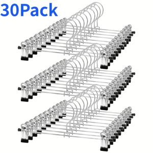 TEMU 30개 조절 가능한 금속 옷걸이 - 여성용 스커트, 바지, 청바지용 헤비듀티 옷걸이 - 공간 절약형 옷장 및 매장 전시 정리용|행거|청바지|바지걸이