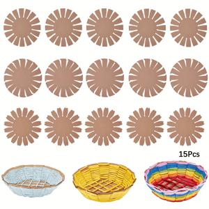 TEMU 초보자를 위한 15개 DIY 종이 위커 바구니 직조 키트 - 사전 절단된 템플릿 포함, 사계절 공예 프로젝트, 바구니 만들기, 러스틱 종이 위커 바구니, DIY 핸드크래프트