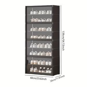 TEMU 1개 대형 투명 신발장 - 방진 다층 신발 정리대, 내구성 있는 플라스틱 구조로 여러 쌍의 신발 보관 가능, 침실, 차고, 사무용 수납, 신발 보관 주최자