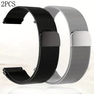 TEMU 2pcs 22mm 20mm 스테인리스 스틸 메쉬 스트랩, 7/6/5/4/6클래식/4클래식/5프로 44mm 40mm 47mm 42mm 45mm 46mm 밀라니 스트랩, 샤오미 스마트워치 S4 S3 S2 S1 47mm 스트랩, 화웨이 워치 GT5/4/3/2/2e
