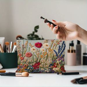 TEMU 1개 가벼운 지퍼형 화장품 파우치 8x10인치/20x25cm, 컬러풀한 귀여운 패브릭, 여행 및 일상용 안감 포함, 친구에게 완벽한 선물. WSY30406039