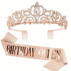 TEMU 생일 라인스톤 왕관 티아라 생일 여왕 서스 앤 왕관 여성 생일 파티 장식 키트 여왕 글리터 헤어 액세서리 파티 팩 할로윈, 크리스마스 이벤트 & 파티 용품 할로윈&크리스마스