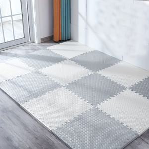 TEMU 12개 EVA 폼 바닥 매트 인터로킹 퍼즐 타일 - 헤비듀티 쿠션 체육관, 놀이방, 침대용, 그레이/화이트 미끄럼 방지 표면, 체육관, 놀이방, 요가 스튜디오, 야외용 쉬운 조립 (저하중)