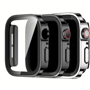 TEMU Apple Watch 11 10 9/8/7/6/5/4/SE/Ultra 호환 3개, 내장 유리 스크린 PC 보호 케이스, 전체 보호, 가볍고 스크래치 방지, 40MM, 41MM, 42MM (S10/S11), 44MM 호환, 스마트워치 보호, 스마트워치 사용자