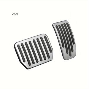 TEMU Model 3 페달 매트 커버 2개 세트, Model Y 호환, 미끄럼 방지 알루미늄 차량용 및 가속 페달 커버 (Model 3/Y용)