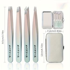 TEMU 거울이 있는 스테인리스 클립 선물 세트: 눈썹 제거용, 얼굴 털 및 붕대털 제거용, 블랙헤드용 - 경사면과 각진 팁 특징