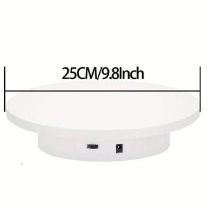 TEMU 1팩, 25cm/10인치 전동 회전 턴테이블, 대형 사이즈, 360도 저속 회전 스탠드, 사진 촬영 및 비디오 촬영용 필수 도구, 주얼리, 3D 모델, 인플루언서 라이브 스트리밍, 쇼케이스 디스플레이