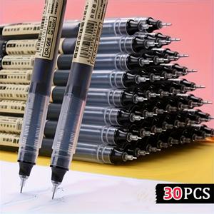 TEMU 30팩 블랙 퀵드라이 젤 펜 / 10개 검정 + 10개 파랑 + 10개 빨강 세트, 직선형 액체 젤 펜 서명용 학생용 만년필 스테이셔너리 니들 팁 - 0.5mm 닙