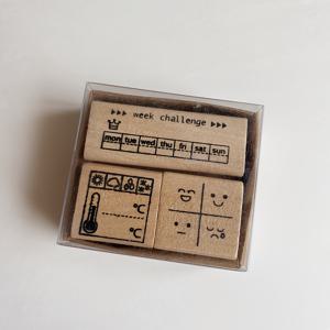 TEMU 3pcs 분위기, 온도 및 주간 도전 목재 스탬프는 DIY, 노트 작성 및 일기 쓰기에 완벽한 선택입니다.