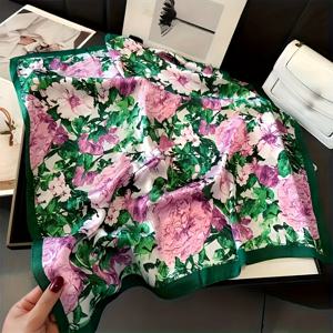 TEMU 뉴 컬러블록 플로럴 패턴 스퀘어 스카프 - 우아하고 다재다능한