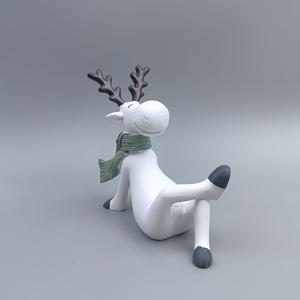 TEMU 1개 레진 창의적인 사슴 조각상, 치유하는 순록과 무스 스태츄, 귀여운 만화 분할 몸매 사슴 데스크탑 장식, 휴일 시즌에 적합, 다기능 방 및 소매 전시용, 완벽한 축제 선물