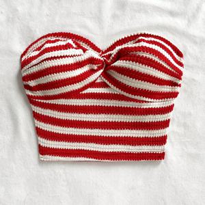 TEMU 여성용 우아한 오프숄더 캐미솔 탑 - 레드 & 화이트 가로 줄무늬, 중간 신축성, 패딩 없음, 봄 여름 가을 캐주얼 및 정장용 세탁 가능, 계절별 패션, 질감 있는 외관