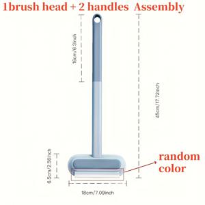 TEMU 2-in-1 다용도 애완동물 털 제거 브러시 - 세탁 가능 & 재사용 가능한 내구성 강한 연장 핸들, 카펫/소파/스크래칭 포스트/유리 청소에 완벽, 쉬운 관리 도구 > 파란색과 회색 솔, 견고한 플라스틱 손잡이 포함, 강아지와 고양이 털 제거 키트