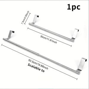 TEMU 19.69인치 스테인리스 텔레스코픽 타월 랙, 찬장 문 후크 랙, 견고한 금속 실용적 후크 | 비다공성 타월 랙, 주방 및 욕실 수납 필수품