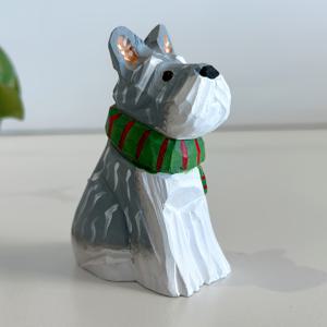 TEMU 색다른 스카프가 달린 손수 제작된 나무 개 모형 - 클래식한 동물 테마 테이블 장식, 크리스마스, 데이 및 더 많은 날에 이상적 - 완벽한 선물, 개 장식