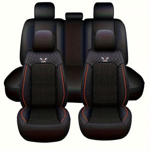 TEMU 5-인용 / SUV용 PU 가죽 카시트 세트, 두꺼운 쿠션 폼 패딩, 360° 커버리지, 쉬운 설치 (세탁 불가) - 대부분의 차량 호환, 가족용 강화형