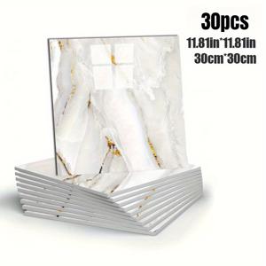 TEMU 30pcs 노르딕 스타일 대리석 타일 스티커 - 거친, 주방, 욕실, 거실, 침실용으로 유지하기 쉬운 비닐 벽지 - DIY 절단 및 제거 가능, 충돌 방지 장식, 욕실 벽지, 현대 벽지, 쉽게 설치할 수 있는 벽지
