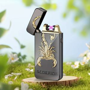 TEMU 1개 USB 충전식 방풍 플라즈마 라이터 - 3D 독수리 & 전갈 디자인, 듀얼 아크 무화염 점화, 220mAh 배터리, 캠핑/바비큐/캔들용 컴팩트 금속/플라스틱 전자 라이터, 실내외 사용 가능, 방풍 기능, 재충전 가능한 전자 라이터