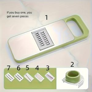 TEMU 7피스 다용도 야채 슬라이서 & 강판, 채소 커터 와이퍼, 두꺼운 얇은 오이 감자 갈이기, 수동 주방 도구 세트 (감자, 당근, 오이용)