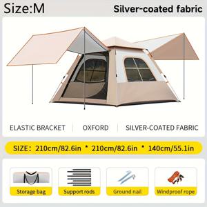TEMU 코알라 아웃도어 자동 팝업 캠핑 텐트 - 지퍼 도어 & 창문, 4인용 대형 가족 텐트, 여행 및 배낭여행용, 사계절 사용 가능, 쉬운 설치, 모던 디자인, 자외선 차단 캐노피, 내구성 강한 천