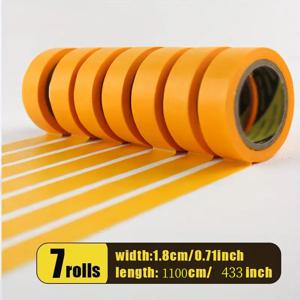 TEMU 초장 1100cm 7롤/14롤 대용량 팩 고접착력 잔여물 없는 천연 옐로우 테이프 – DIY 프로젝트, 벽 장식, 페인트 프레임 작업, 자동차 도색 마스킹, 초광폭, 찢어짐 방지, 내열성 네일 아트 라인, 홈 리모델링, 정밀 전자 부품 보호, 캔버스 고정, 내구성 높은 고온 페인트 마스킹 및 그라우팅 및 컬러 분리용 테이프