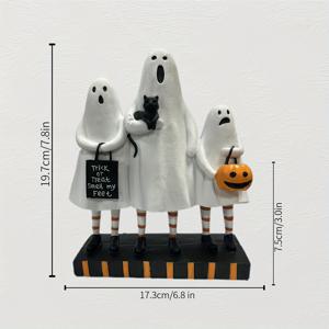 TEMU 7.8인치 할로윈 호러 트리오 조각상 - 호러한 호러와 호박 & 검은 고양이, 거실, 침실 또는 창턱용 레진 할로윈 장식, 할로윈 선물, 할로윈 장식에 완벽
