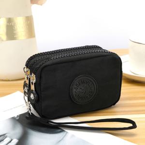 TEMU 1개 우아한 레트로 스타일 동전 지갑 - 3개의 지퍼 디자인, 대용량, 카드 홀더, 여성용 휴대용 키체인 보관 가방, 이상적인 크리스마스 선물, 가정 및 사무실 사용, 나일론 소재, 사무용 액세서리 | 레트로 동전 지갑 | 내구성 있는 지퍼 클로저, 지갑 액세서리