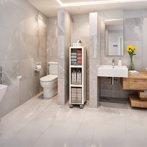 TEMU 3/4/5단 좁은 욕실 수납장 - 휠 장착, 스택 가능 공간 절약형 정리대, 플립탑 투명 도어 디자인, 내구성 있는 플라스틱 텐션 마운트, 작은 공간에 적합, 주방 & 침실용, 선반 유닛, 필수 아파트 정리함, 샤워 캐디|욕실선반|화장실선반