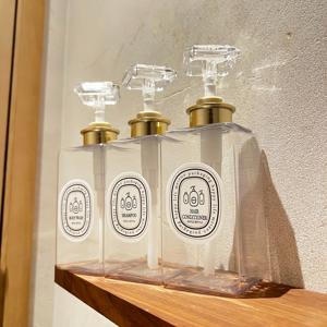 TEMU 3개 세트 450ml 대용량 투명 빈 병, 최신 방수 라벨 포함 – 샴푸, 컨디셔너, 바디워시, 핸드소프에 적합, 호텔 및 게스트하우스 추천