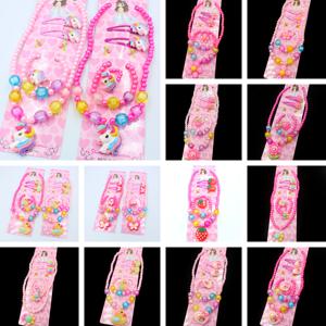 TEMU 도매 12세트 혼합 수제 비즈 꽃/딸기/하트/나비 펜던트 목걸이, 팔찌, 반지, 머리핀, 유니콘 동물 주얼리 세트 파티 생일 선물