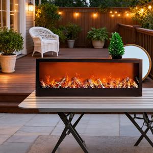 TEMU 24인치 리얼리스틱 깜빡이는 불꽃 파이어 피트 조명 - 무열 무연 야외 휴대용 벽난로, 전천후 알루미늄 하우징 & 간편 플러그인 (프로판 불필요), 버튼 조작 패티오, 정원, 길, 발코니용