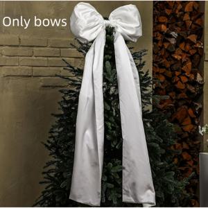 TEMU 1개 초대형 화이트 보우 크리스마스 트리 토퍼 - 클래식 패브릭 홈, 웨딩, 생일, 파티용 장식, 전기 필요 없음, 리스와 벽 장식에 완벽, 크리스마스 장식, 크리스마스에 가장 적합, 추수감사절에 완벽, 방 장식, 웨딩 장식, 방 장식, 클래식 장식, 전통 장식, 방 액세서리, 파티 장식, 장식, 축제 장식, 리스 만들기, 조명