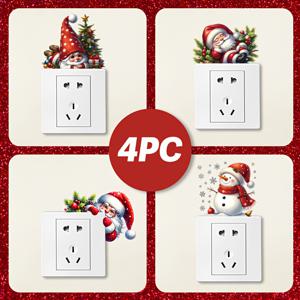 TEMU 4개 자체 접착 PVC 크리스마스 스위치 스티커 - & 눈사람 눈꽃 벽 데칼, 무광 마감, 욕실, 침실에 간편하게 부착
