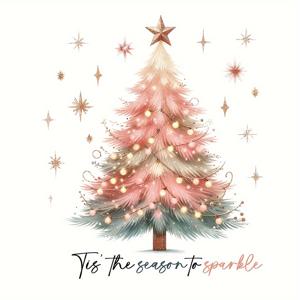 TEMU 크리스마스 패션 핑크 크리스마스 트리 벽 스티커 - 자체 접착 창문 및 유리 데칼, 휴일 장식용