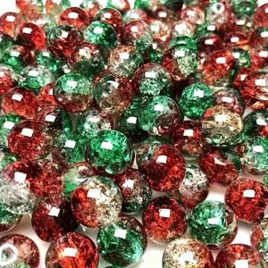 TEMU 520개 8mm 크리스마스 비즈 세 가지 색상. 세 가지 색상 그라데이션, 흰색 균열 비즈 혼합 스타일. 아크릴 비즈, 스페이서 비즈, 팔찌, 목걸이, 휴대폰 체인, 액세서리. 장식 비즈