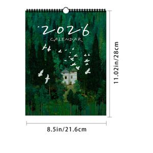 TEMU 1개, 2026 벽걸이 달력, 아트리스틱 풍경 힐링 데일리 플래너, 12가지 정교한 디자인, 12개월 레이아웃 - 생일/크리스마스/새해 선물로 완벽 (미국 버전 포함)