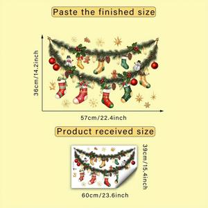 TEMU 1개 자체 접착식 탈부착 가능한 양면 크리스마스 창문 스티커 - PVC 유리 스티커 (양말, 솔방울, 진저브레드, 눈사람, 홀리 & 종 포함) - 문, 거울, 유리 패널용 - 쉬운 부착 휴일 장식