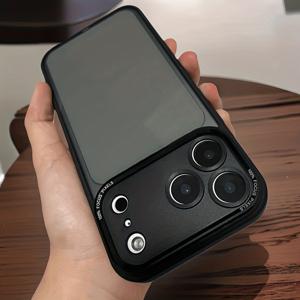 TEMU 아이폰 17 Pro Max, 16, 15, 14, 13 Pro Max Plus, 17 Air에 적합한 고급스러운 반투명 Leica 메탈 렌즈 프레임 보호 케이스. 미니멀하고 스타일리시한 스크래치 방지 아크릴 하드 블랙 쉘, 남녀 모두에게 유니버설