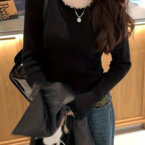 TEMU 여성용 우아한 긴팔 스웨터 - 부드럽고 신축성 있는 풀오버 탑, 러플 엣지, 캐주얼 및 포멀 의상에 적합한 시크한 가을/겨울 레이어링 필수템, 여성 스웨터, 겨울 의류, 오피스룩, 스타일리시 니트, 패션 애호가