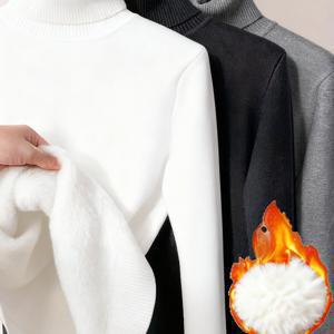 TEMU 3피스 남성 겨울 따뜻한 니트 스웨터 세트 - 슬림핏 터틀넥 트렌치 코트 스타일 재킷 & 베이스 레이어 칼라, 단색 긴팔 두꺼운 스웨터, 추운 날씨용, 캐주얼에서 포멀웨어까지 (손세탁/드라이클리닝) - 레이어드 아웃핏