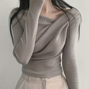 TEMU 여성 프렌치 크로스넥 긴팔 스웨터 - 부드럽고 신축성 있는 풀오버 탑, 가을/겨울, 오피스, 파티, 데일리룩을 위한 우아한 레이어링 필수템 - 여성 패션 스웨터, 스웨터, 파티 의상, 오피스룩, 스타일리시 니트