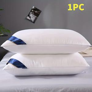 TEMU 1개 럭셔리 호텔 등급 베개 - 목 지지 베개, 고충진 저자극 커버, 사계절용 경추 베개, 등받이용, 세탁 가능한 홈, 여행 및 척추용 베개 (화이트)