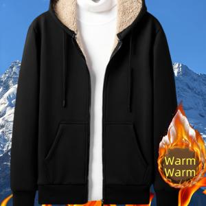 TEMU 남성 슬림핏 기모 안감 후드 재킷 - 지퍼 클로저, 후드 칼라 & 포켓이 있는 두꺼운 겨울 코트, 추운 날씨를 위한 캐주얼 아우터, 겨울 재킷, 추운 날씨 의류, 스포티한 디자인, 튼튼한 원단