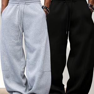TEMU 1개 남성용 루즈핏 조거 팬츠, 탄성 허리 밴드 & 드로스트링 - 헤비 듀티 레그 테이퍼드 발목, 올 시즌 짐, 러닝