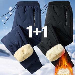 TEMU 2팩 남성용 안감 가을/겨울 긴 바지 - 따뜻하고 두꺼운 지퍼 캐주얼 조거 팬츠, 포켓 포함, 스포츠 및 레저용, 남성 조거 팬츠, 쓰리 조거, 남성 스웨트팬츠, 운동용 디자인, 따뜻한 안감, 내구성 있는 소재, 액티브 라이프스타일, 야외 활동,스포티한 디자인,고품질 소재,체육복